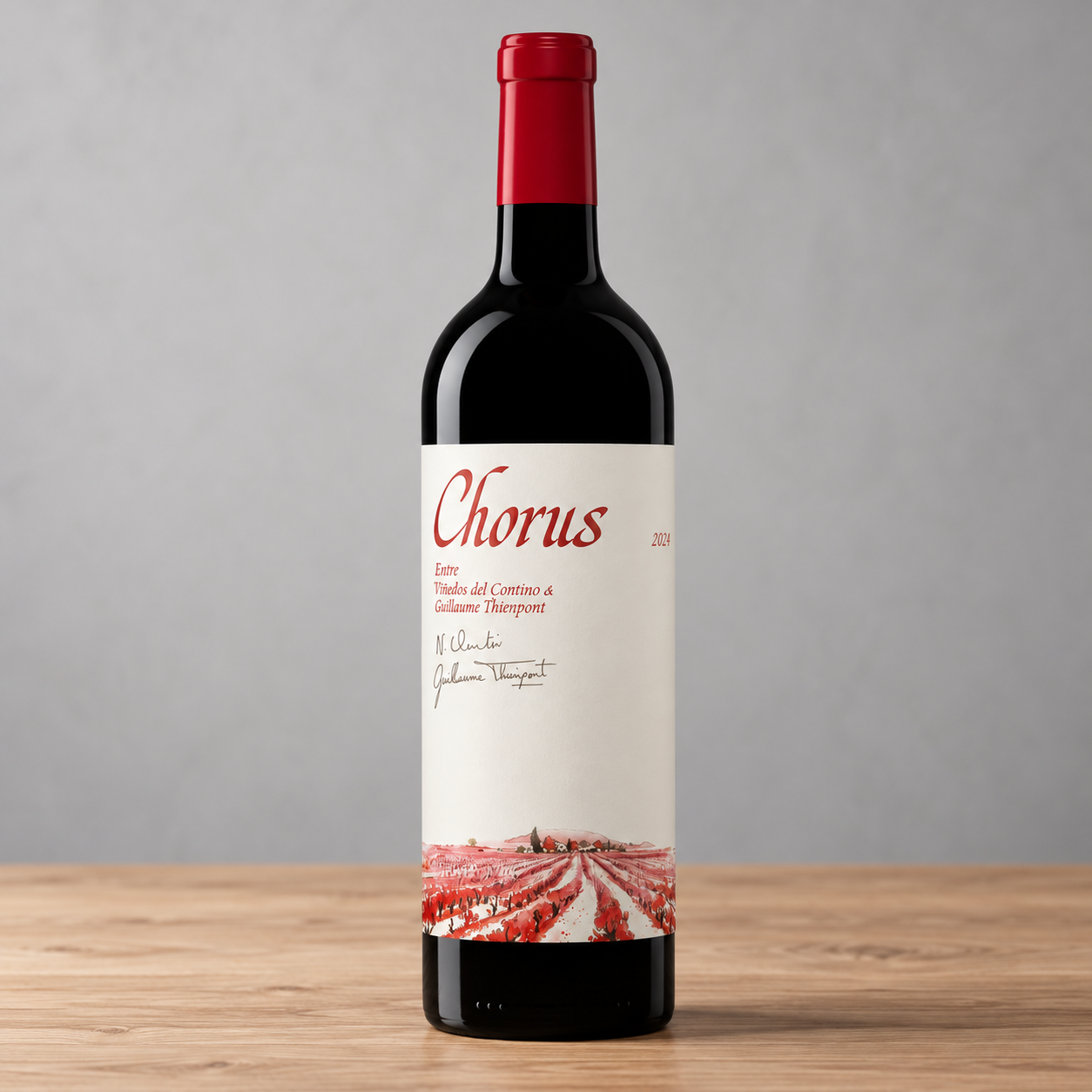 Botella de vino Contino Chorus; añada ilustrativa